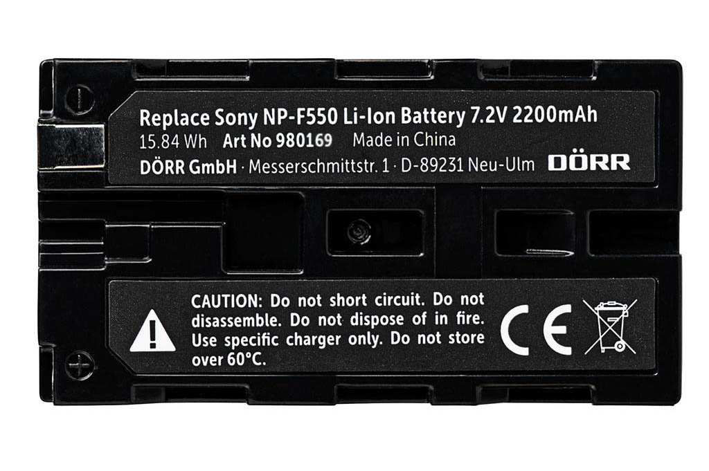 Li-Ion Battery replace Sony NP-F550, 2200mAh 7.2V