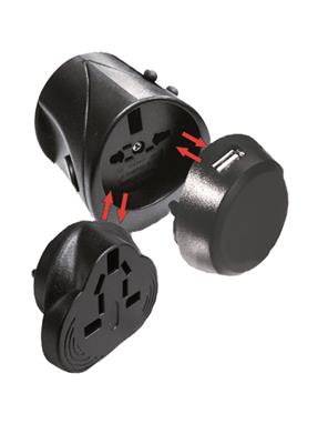 World Travel Adapter 1 with USB Charger, black
